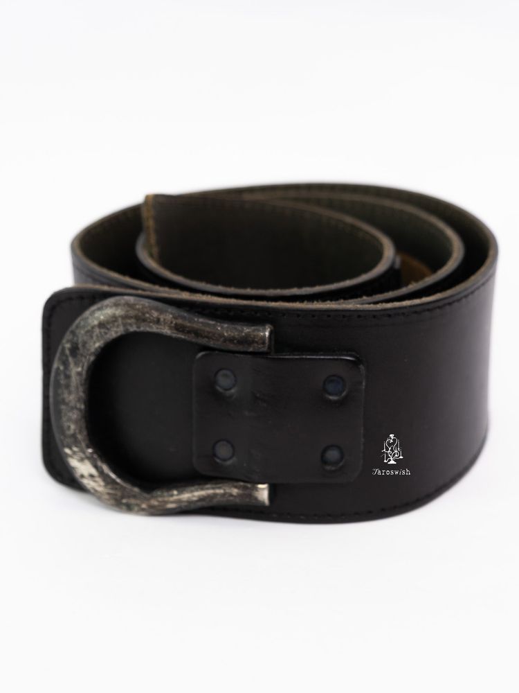 Other BLACK WIDE LEATHER BELT WITH DISTRESSED D BUCKLE product image
