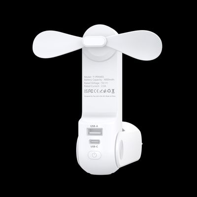 3-in-1 Mini Handheld Fan, Power Bank & Flashlight.