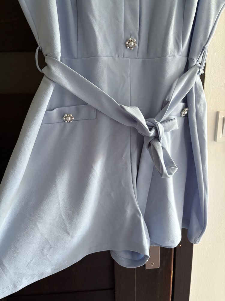 Błękitny kombinezon elegancki na komunię chrzest River Island Rozmiar L 6