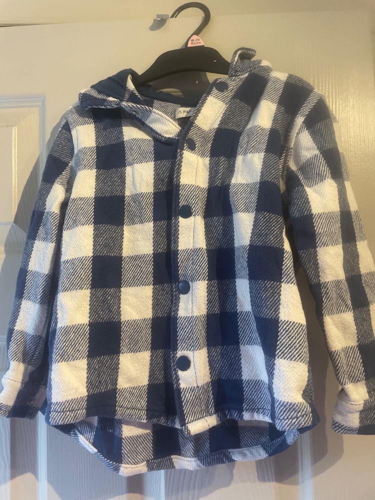 F&F Blue And White Checkered Hooded Jacket