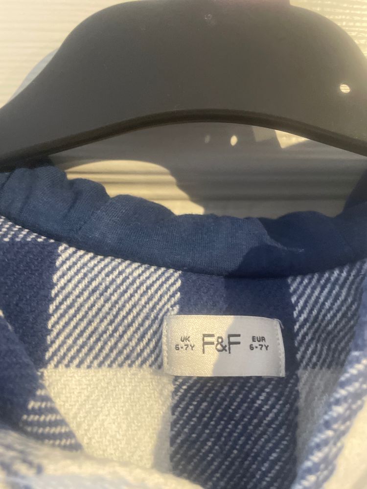 F&F Blue And White Checkered Hooded Jacket obraz 2
