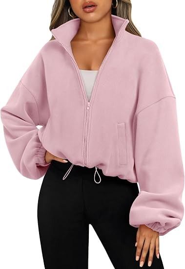 Pink Zip-Up Fleece Jacket image 1