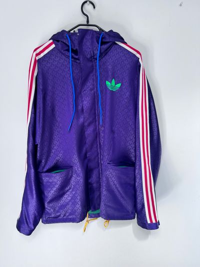 Adidas purple hooded track jacket