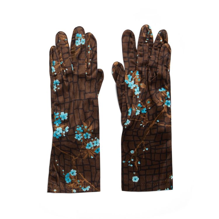 Immagine di 1990s Kenzo Brown and Blue Floral Gloves with Envelope 5