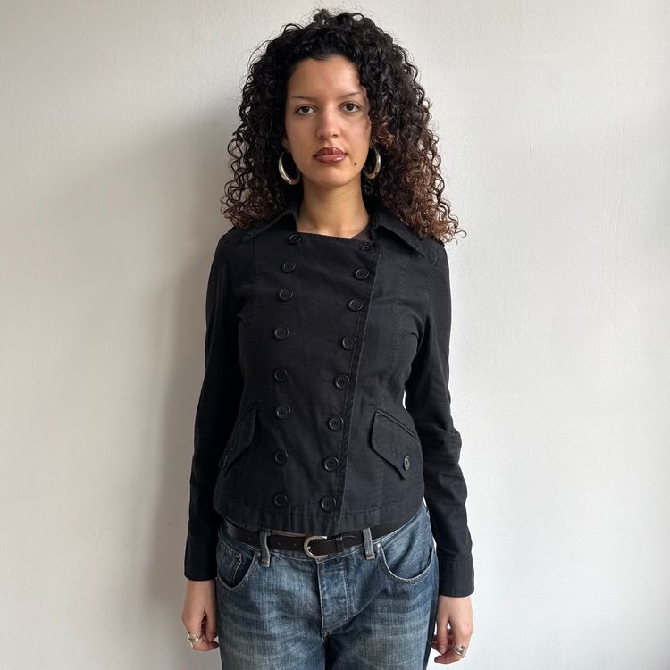 Black double breasted military peacoat - Size M