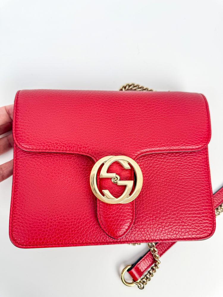 Gucci Red Leather Shoulder Bag 6