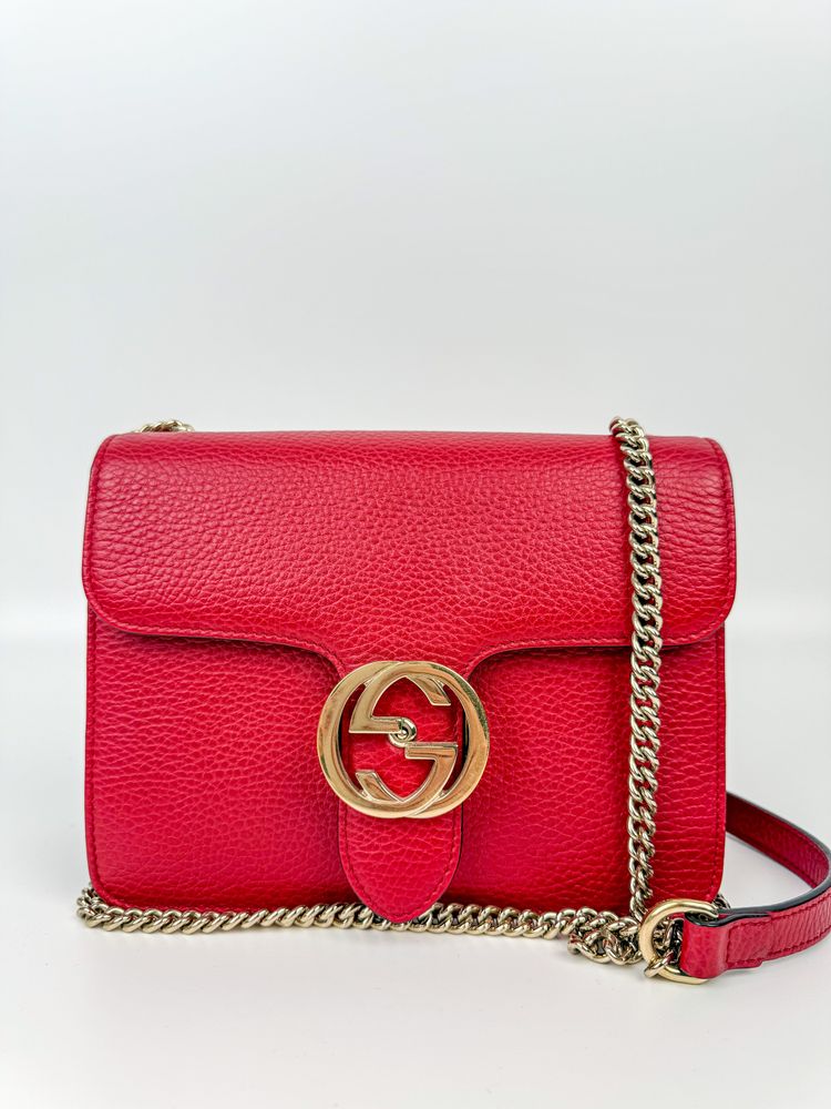 Gucci Red Leather Shoulder Bag