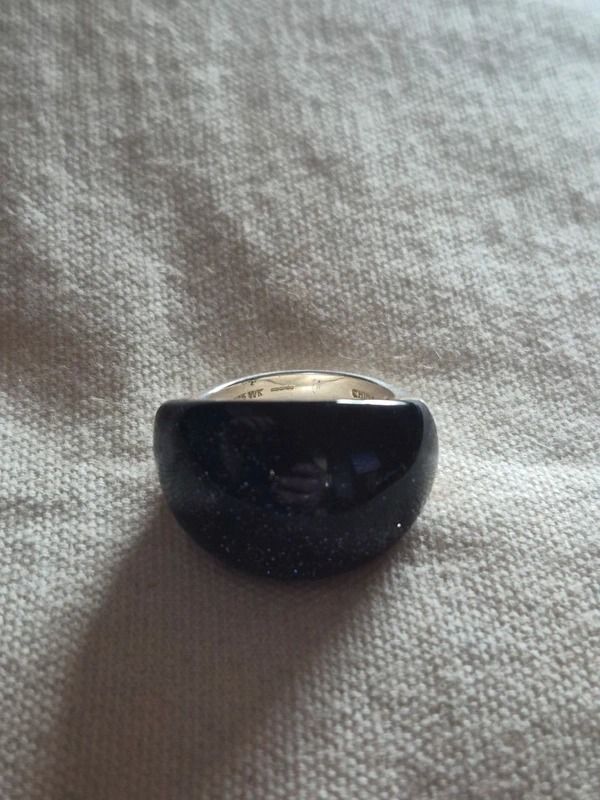 Silver Ring With Dark Blue Stone imagen 3