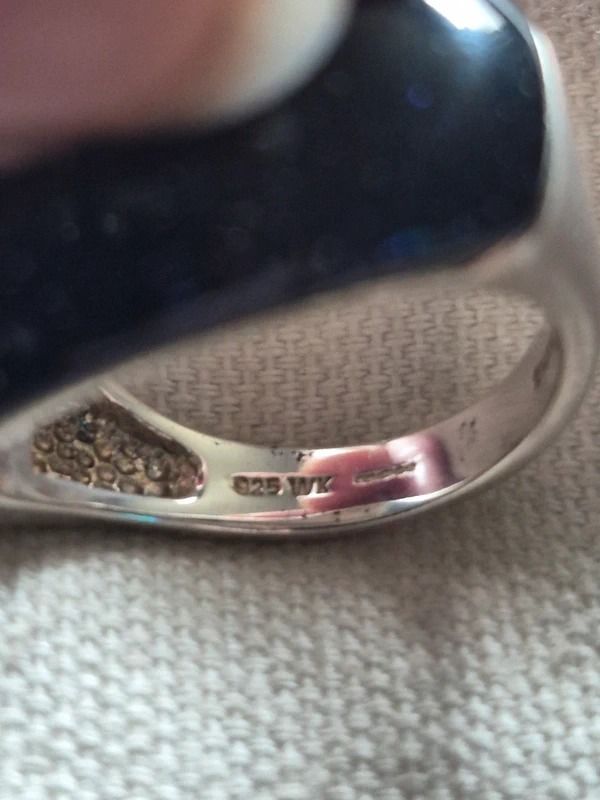 Silver Ring With Dark Blue Stone imagen 2