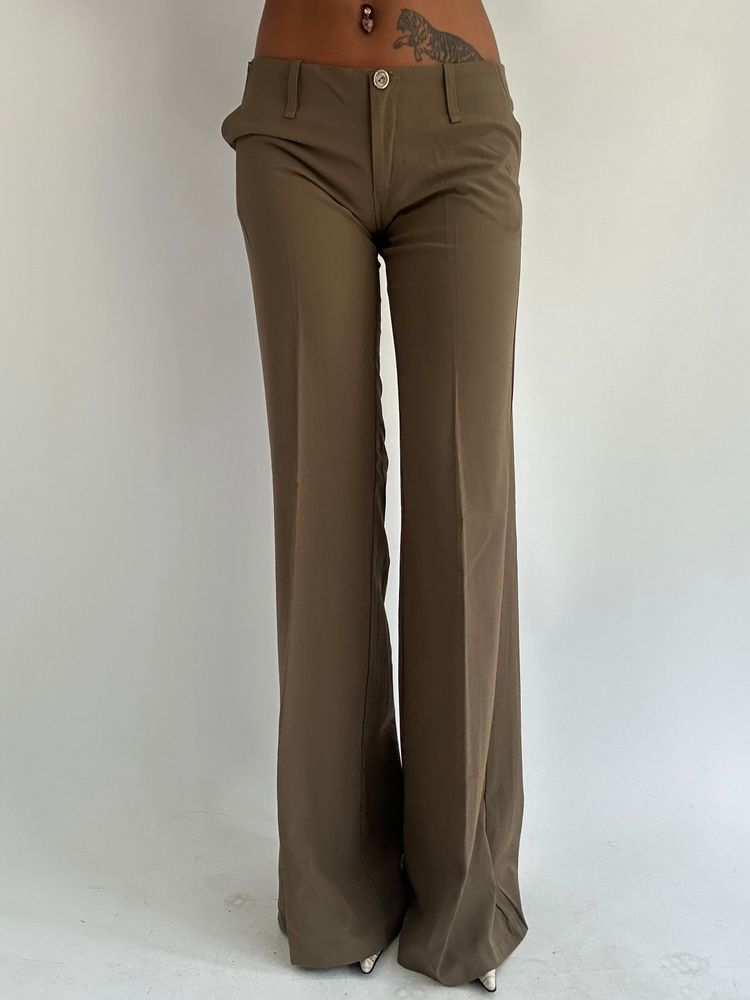 ‼️ | khaki green fitted trousers 1