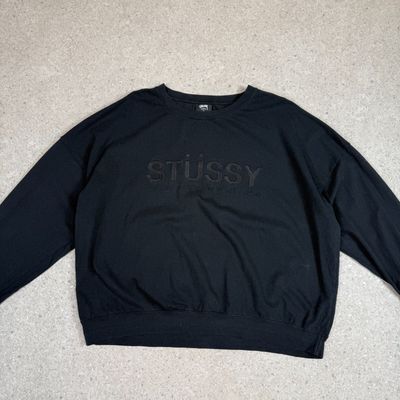 Stussy Australia Sweatshirt Women’s 14 Cropped Style Black Embroidered Logo
