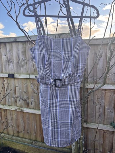 Primark Plaid Belted Dress Uk 14