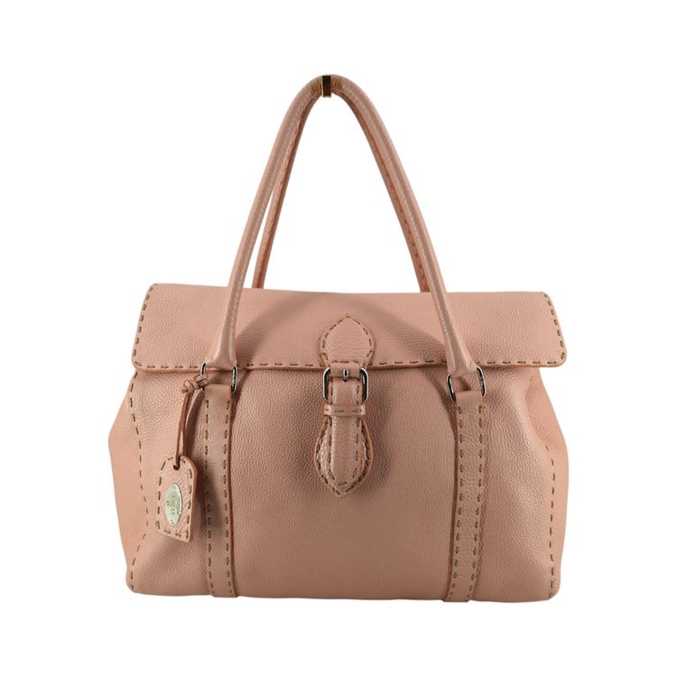Borsa a tracolla grande Fendi Selleria Linda in pelle Cuoio Romano rosa