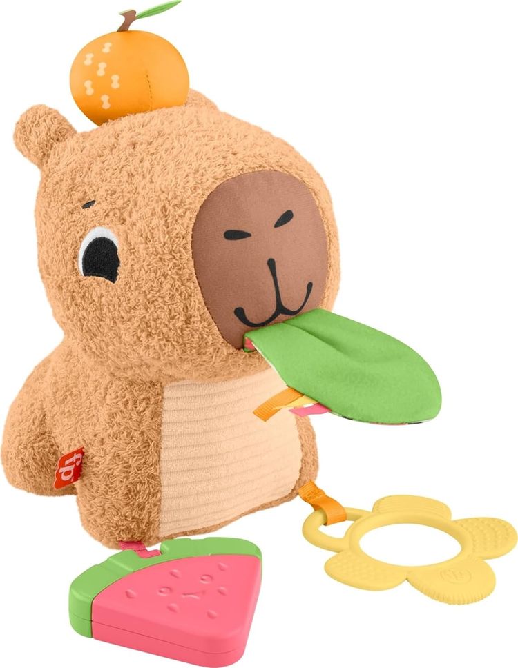 Immagine di Fisher-Price Baby Sensory Toy Snuggly Snacky Capybara Plush 1