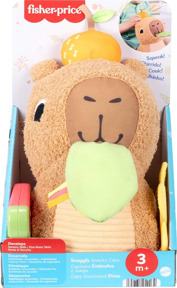 Fisher-Price Baby Sensory Toy Snuggly Snacky Capybara Plush image 6