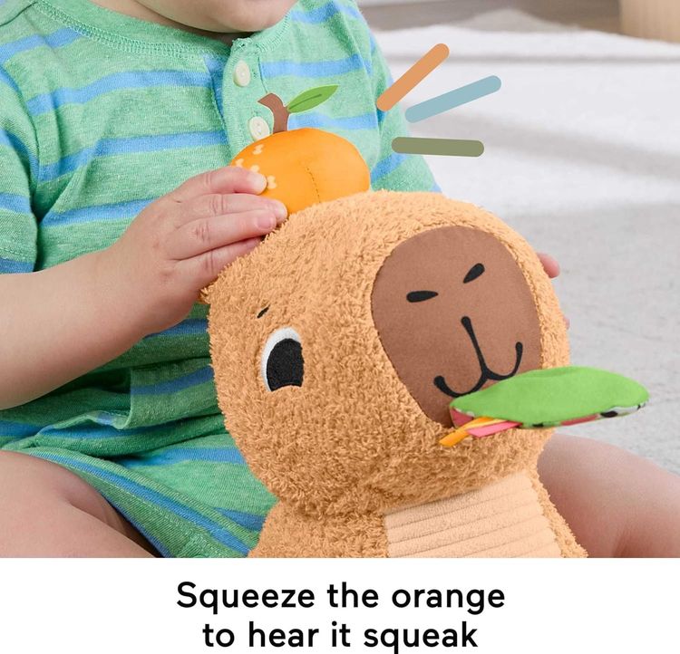 Fisher-Price Baby Sensory Toy Snuggly Snacky Capybara Plush image 5