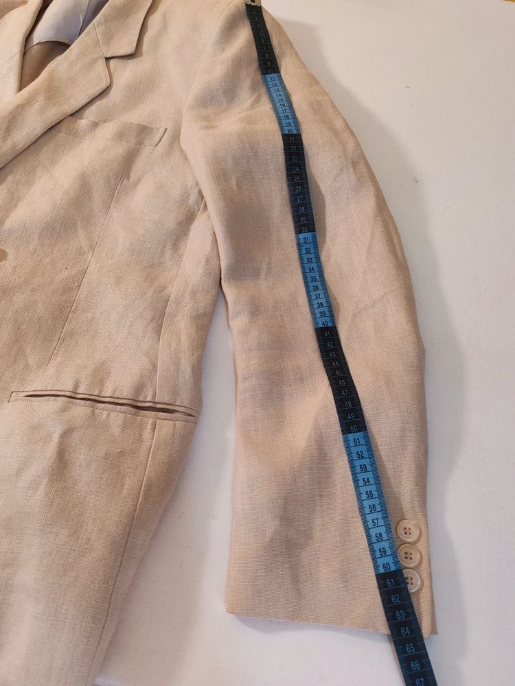 Completo uomo vintage in puro lino beige – Giacca doppiopetto e pantalone – Tg 50 image 10