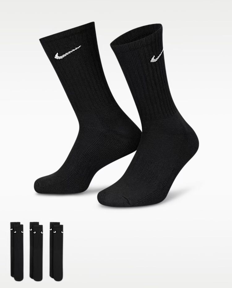 Nike Black Crew Socks 6 Pairs pack Medium 5-8 