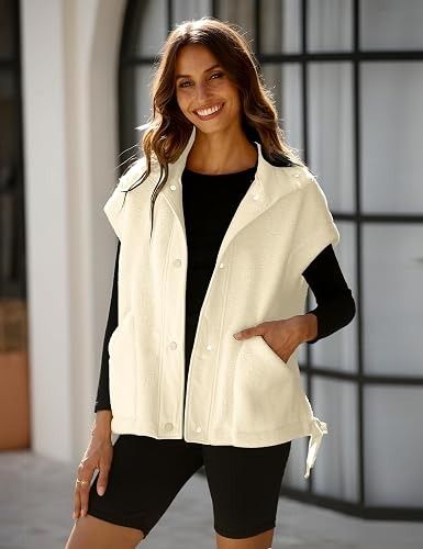White Sleeveless Fleece Vest image 1