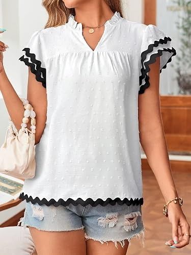 White Blouse With Black Rickrack Trim image 4