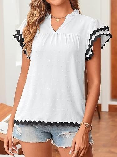 White Blouse With Black Rickrack Trim image 2