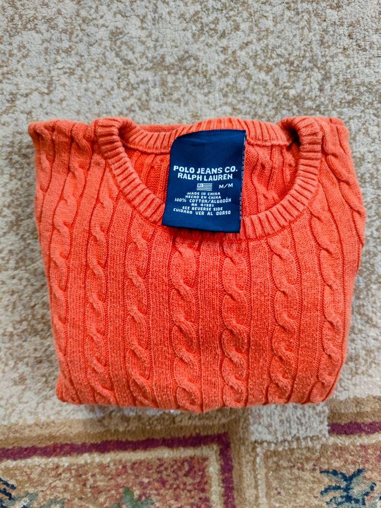 Polo Jeans Co. Ralph Lauren Orange Cable Knit Sweater image 2