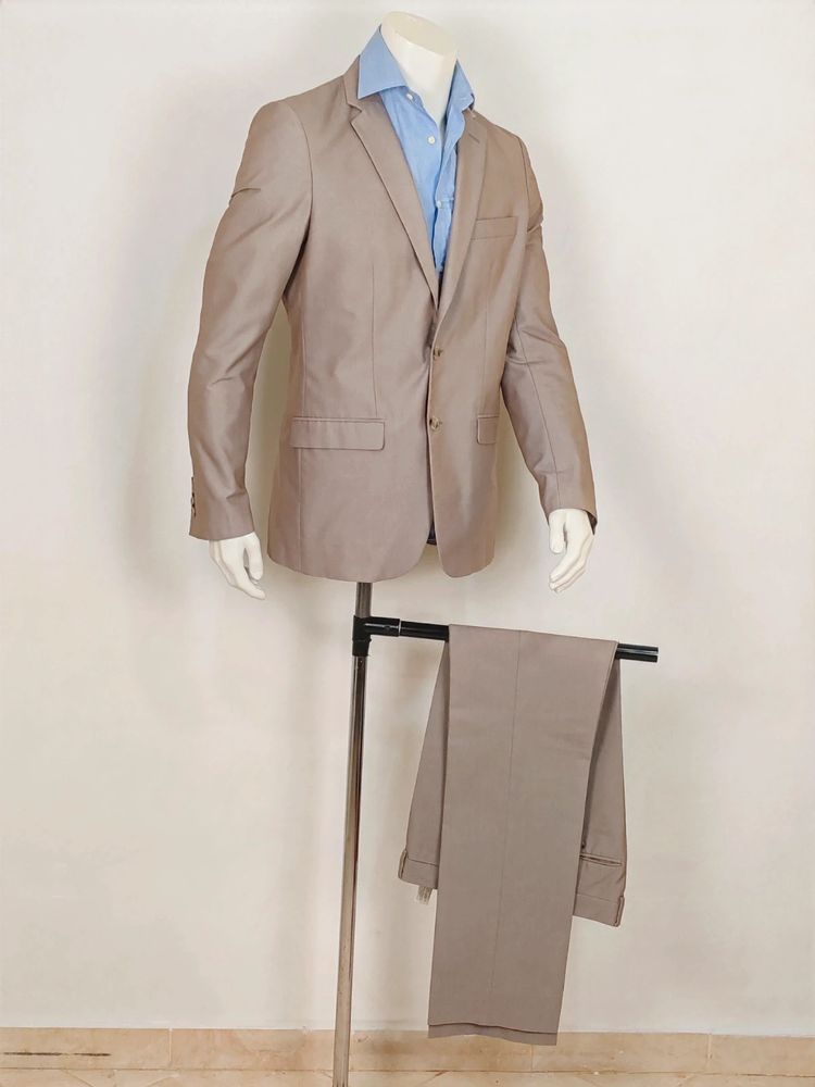 Completo uomo Zara Man beige tortora elegante giacca pantalone taglia 50/44 image 1