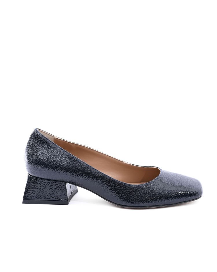 Black Low Block Heel Shoes SOFIA BOTTOLATO BLU NOTTE