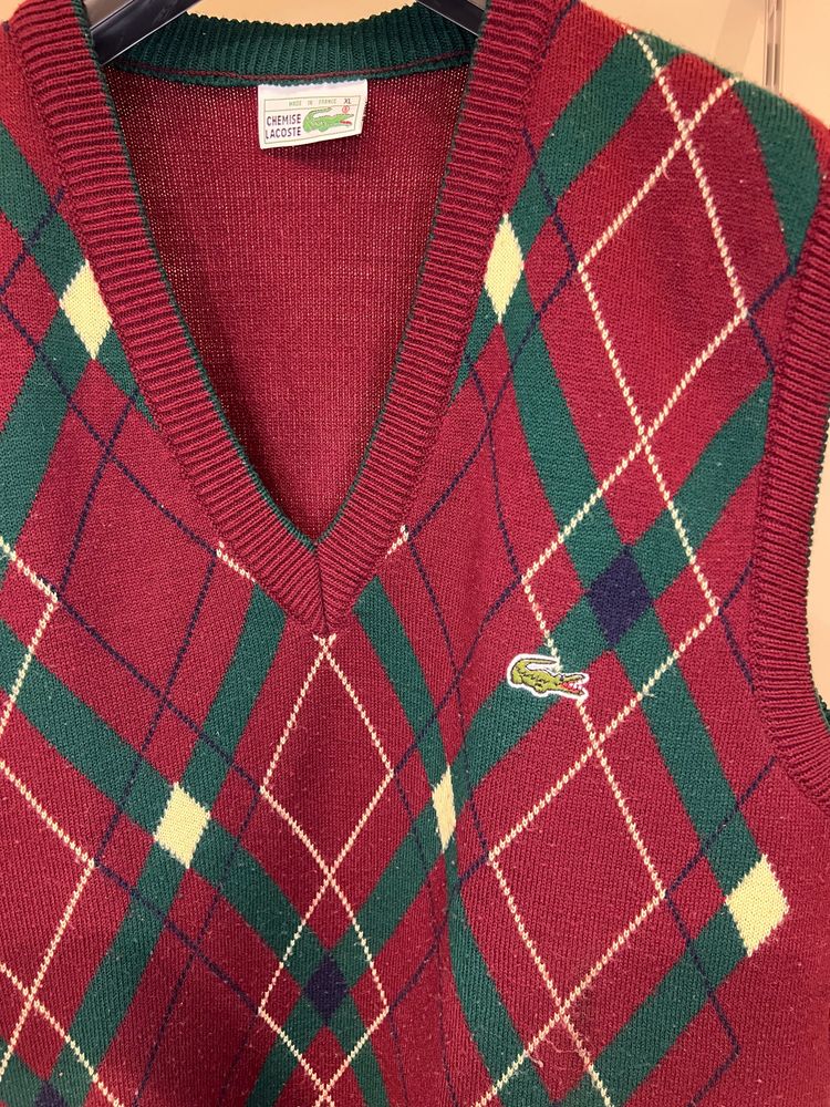 Lacoste Sleeveless Argyle Sweater Vest obraz 3
