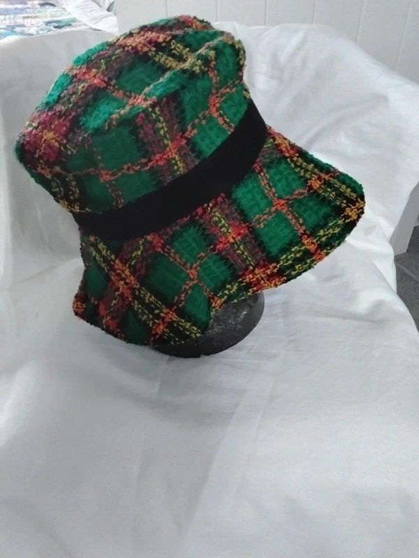 Green Plaid Bucket Hat With Black Band image 2