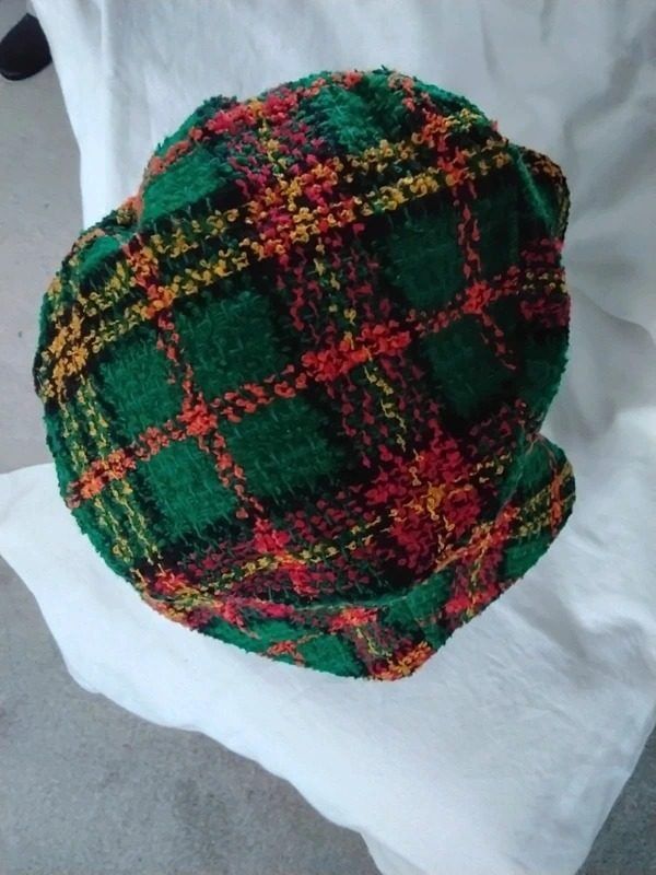 Green Plaid Bucket Hat With Black Band image 1