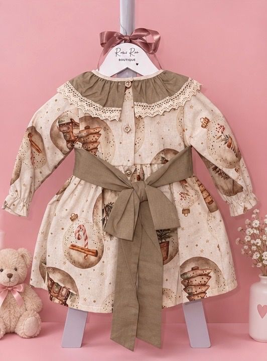 Children'S Long Sleeve Dress With Bow And Lace Collar image 2
