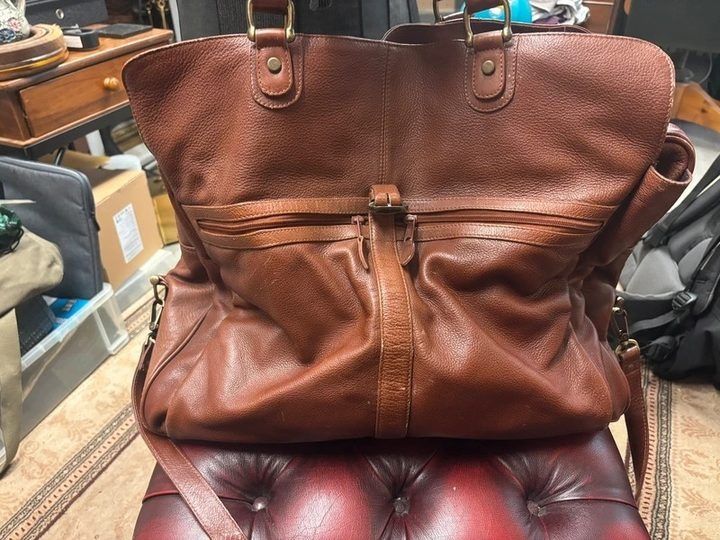 Brown Leather Large Tote Bag imagen 3