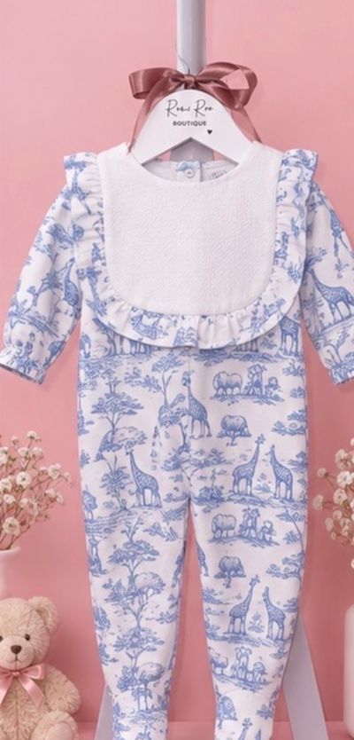Baby Romper With Animal Print And Bib