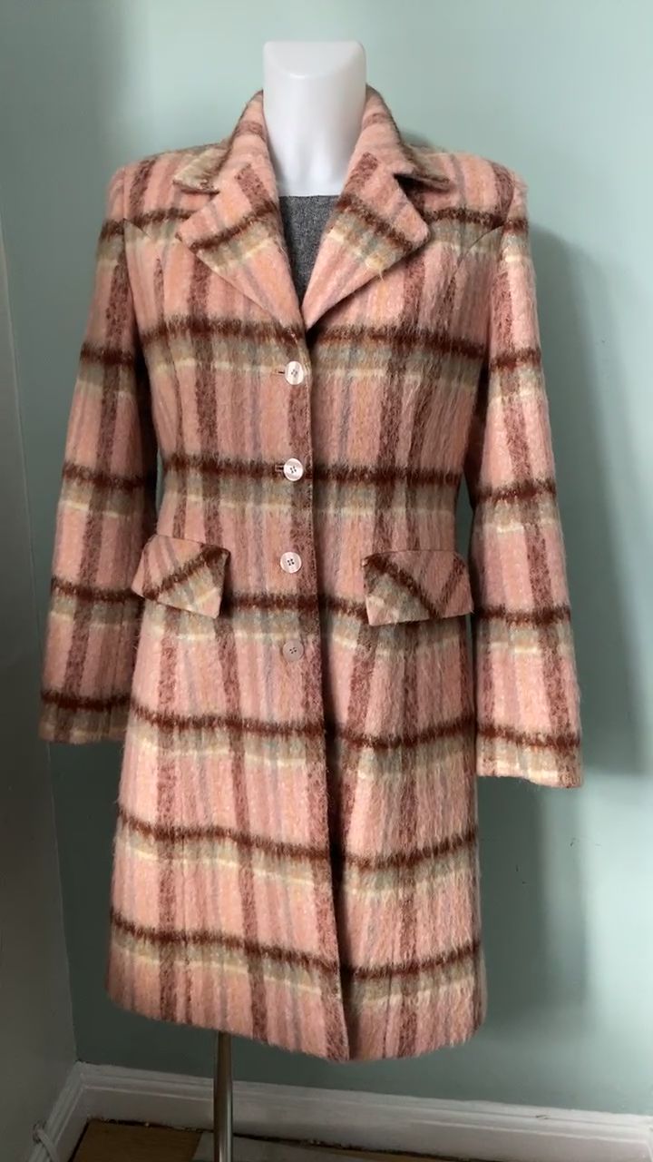 Next Pink Checked Mohair and Wool Coat imagen 1