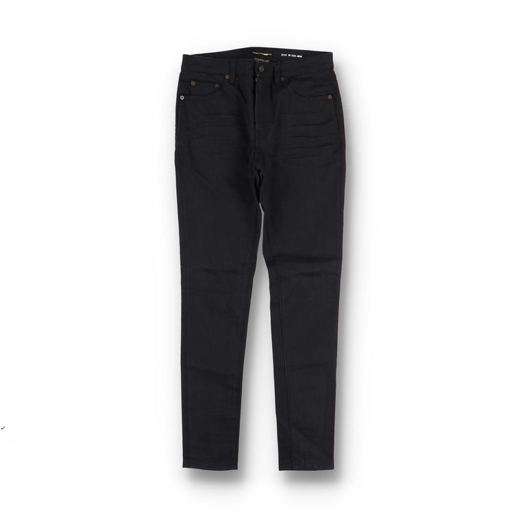 Saint Laurent Paris D05 Worn Black Creased Skinny Jeans