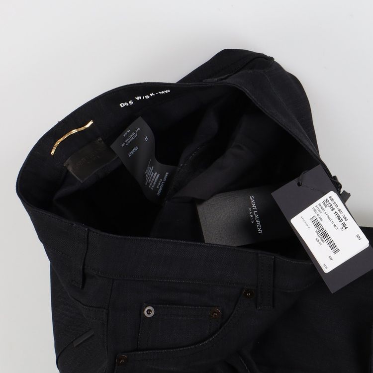 Saint Laurent Paris D05 Worn Black Creased Skinny Jeans 2