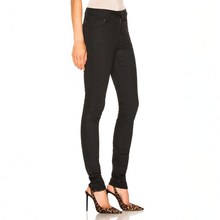 Saint Laurent Paris D05 Worn Black Creased Skinny Jeans 7