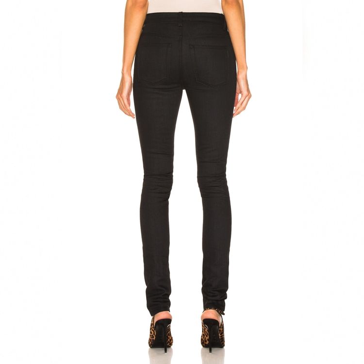 Saint Laurent Paris D05 Worn Black Creased Skinny Jeans 6