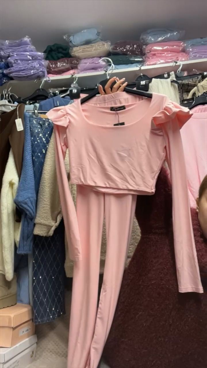 Victoria's Secret PINK Pink long sleeve crop top and flare set pink size 8 product image