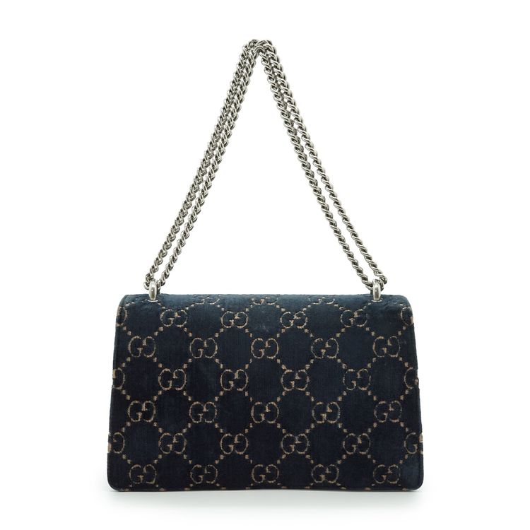 Gucci Blue Cut Out GG Monogram Velvet Dionysus Chain Shoulder Bag image 4