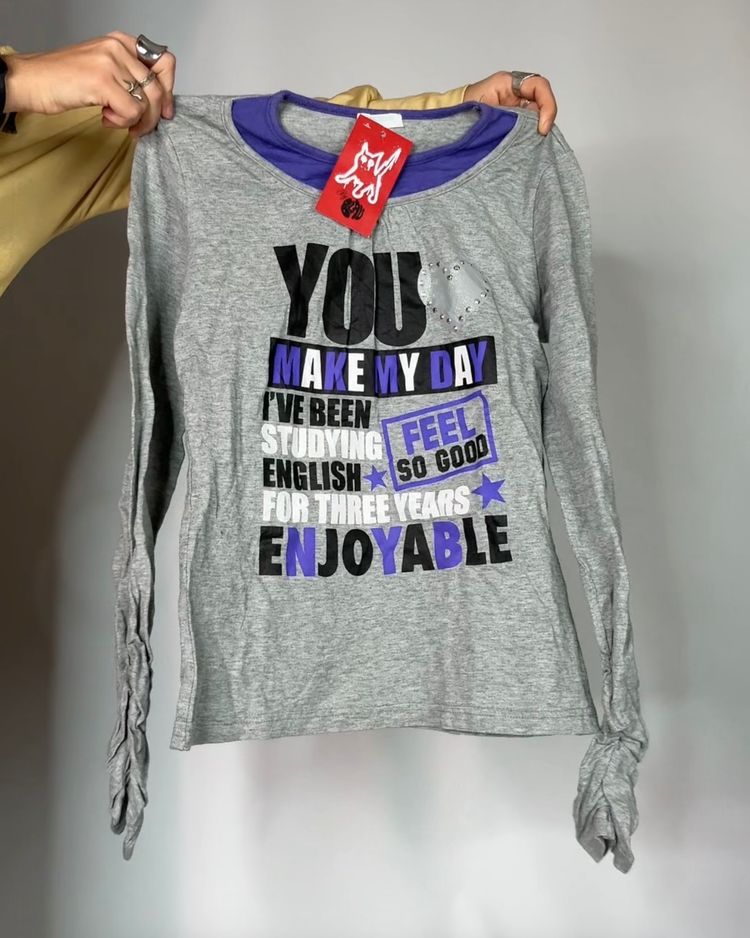 Other Grey Long Sleeve Shirt With Text Print product image