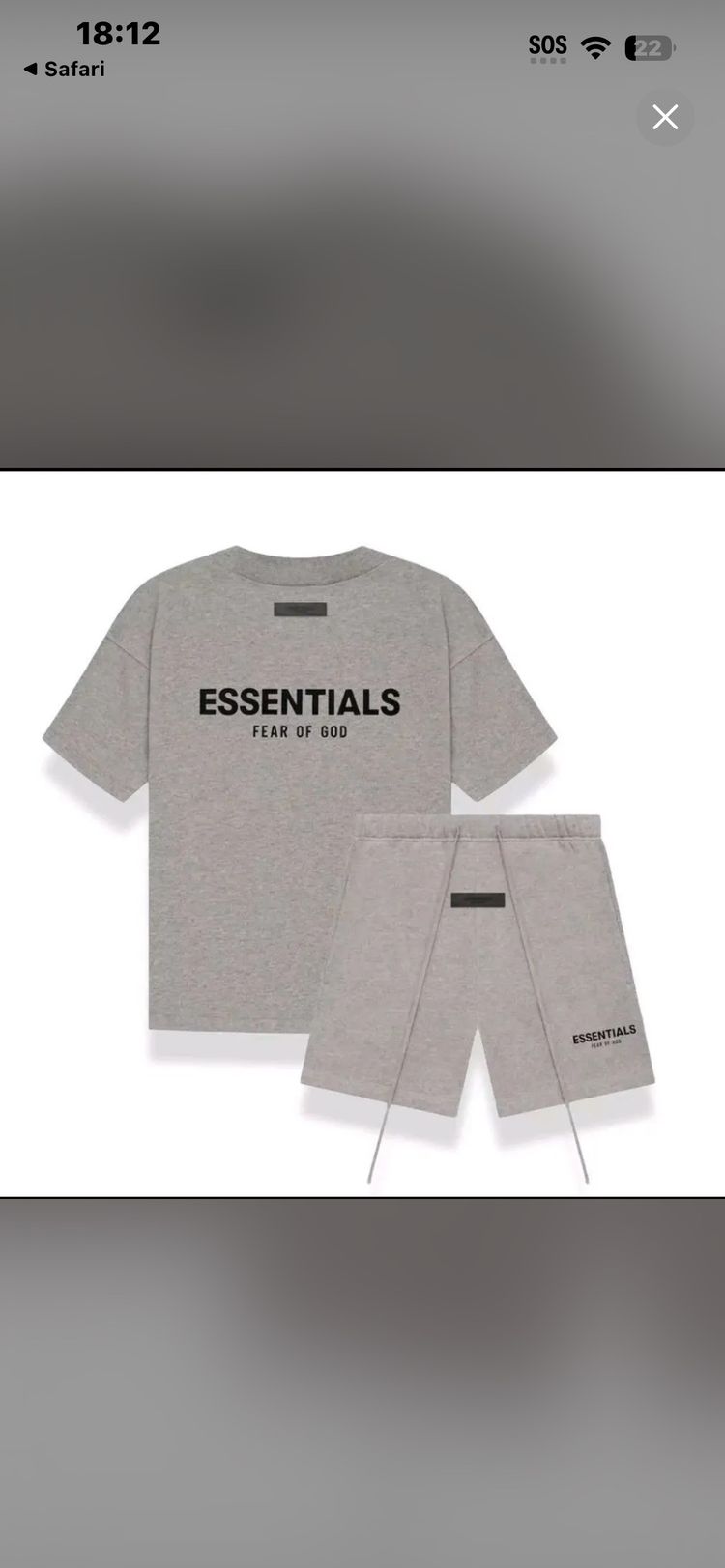 Fear of God Fear Of God Essentials Grey T-Shirt And Shorts Set product image