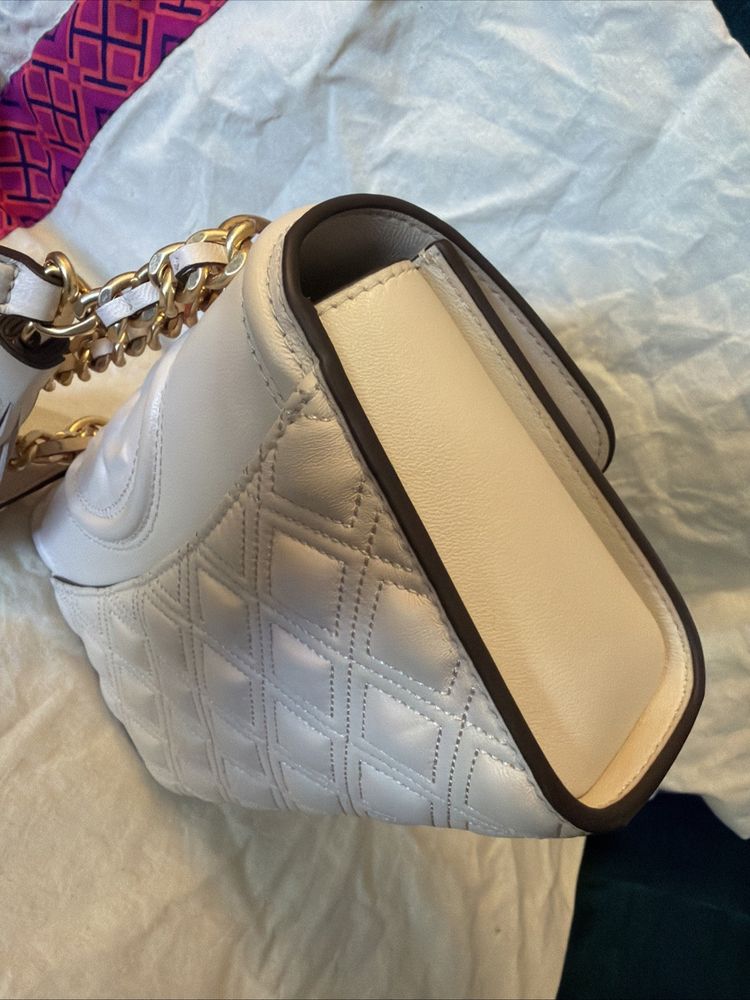 Tory Burch Fleming Convertible Shoulder Bag Cream Neutral Gold New With Dustbag image 8