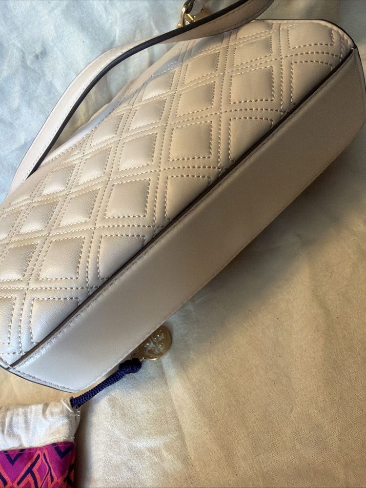 Tory Burch Fleming Convertible Shoulder Bag Cream Neutral Gold New With Dustbag image 4
