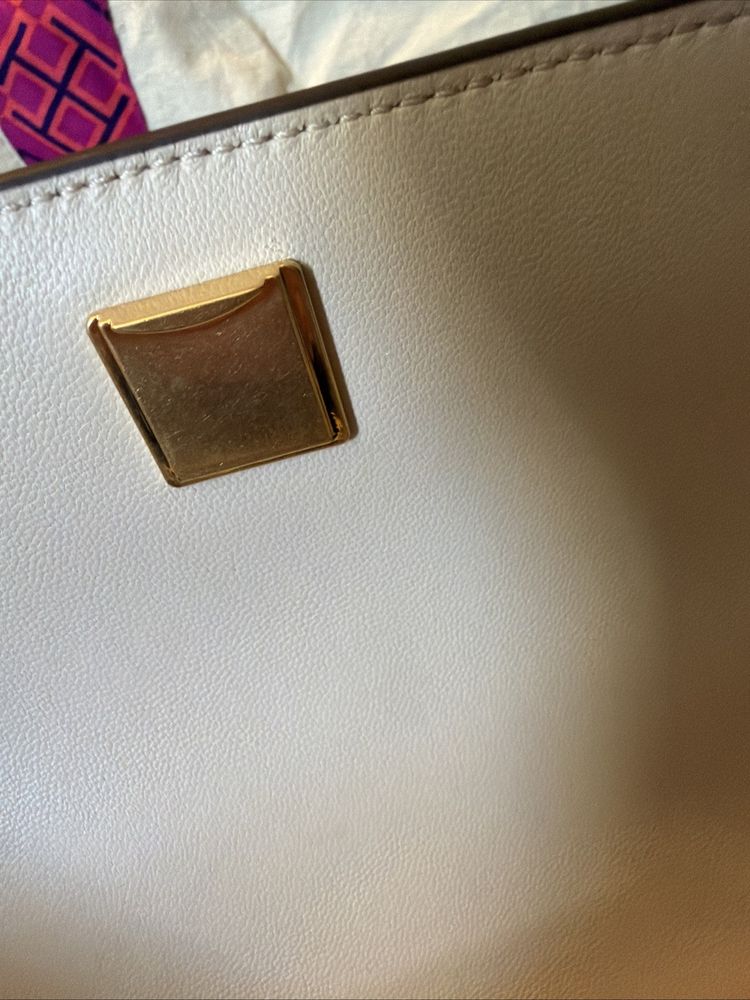 Tory Burch Fleming Convertible Shoulder Bag Cream Neutral Gold New With Dustbag image 6