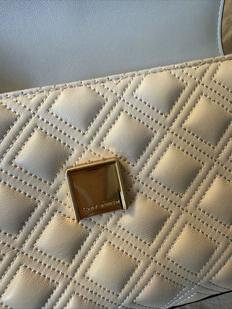 Tory Burch Fleming Convertible Shoulder Bag Cream Neutral Gold New With Dustbag image 7