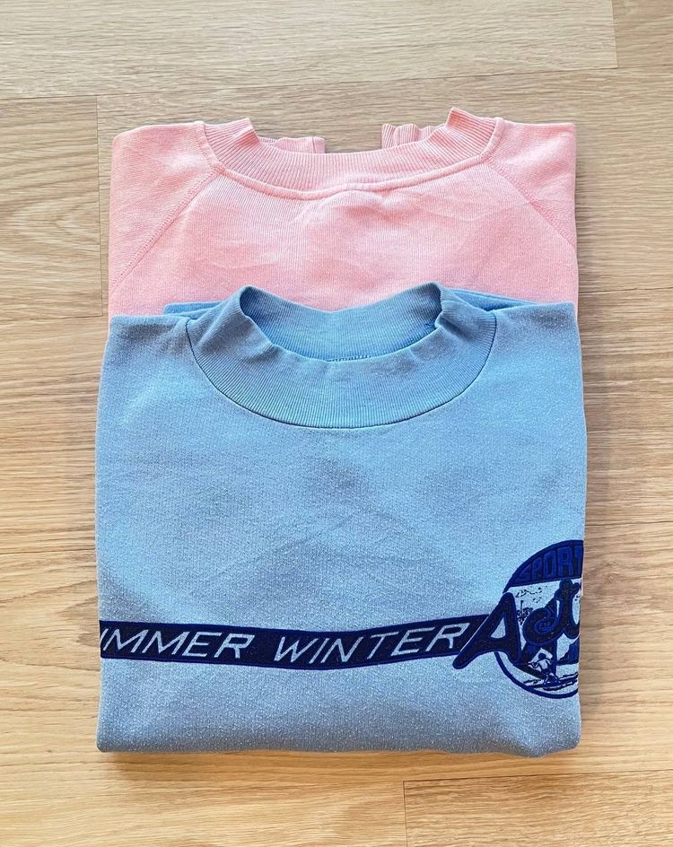2 Blue Sweatshirt With Text And Pink Sweatshirt