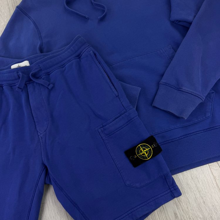Stone Island Men’s Royal Blue Hoodie & Shorts Set - Large image 6