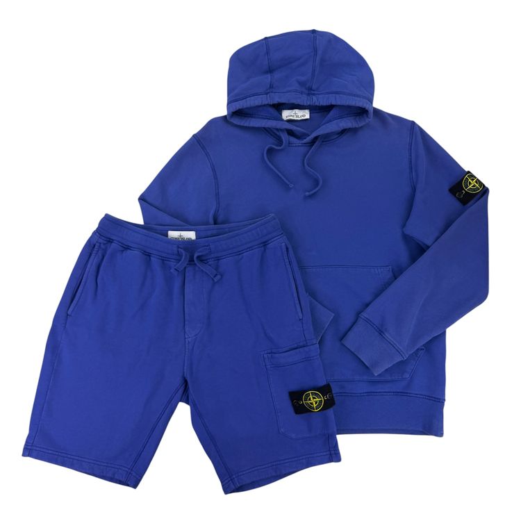 Stone Island Men’s Royal Blue Hoodie & Shorts Set - Large image 1